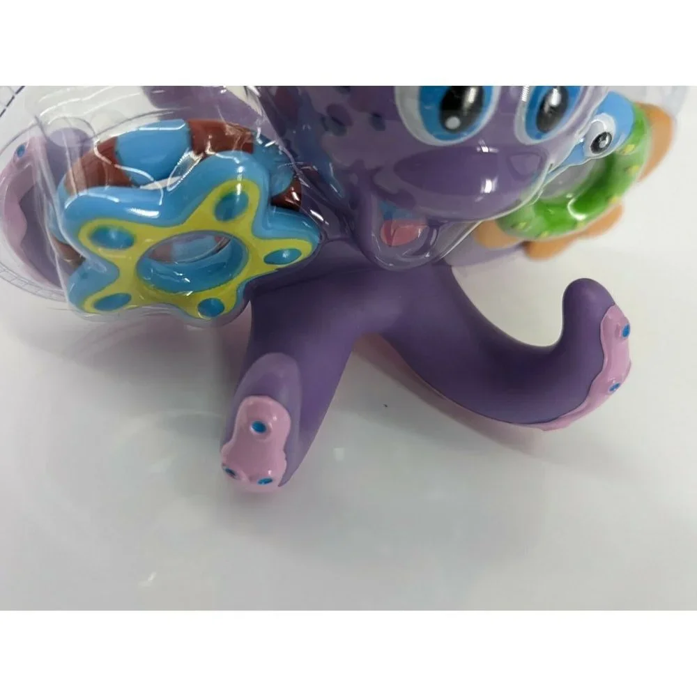 Nuby Floating Purple Octopus with 3 Hoopla Rings Interactive Bath Toy